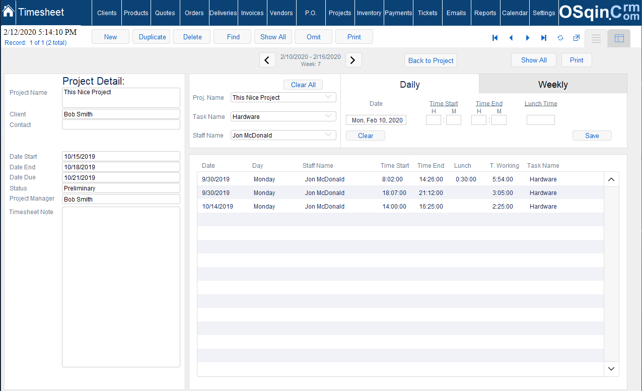 Filemaker Timesheet Management